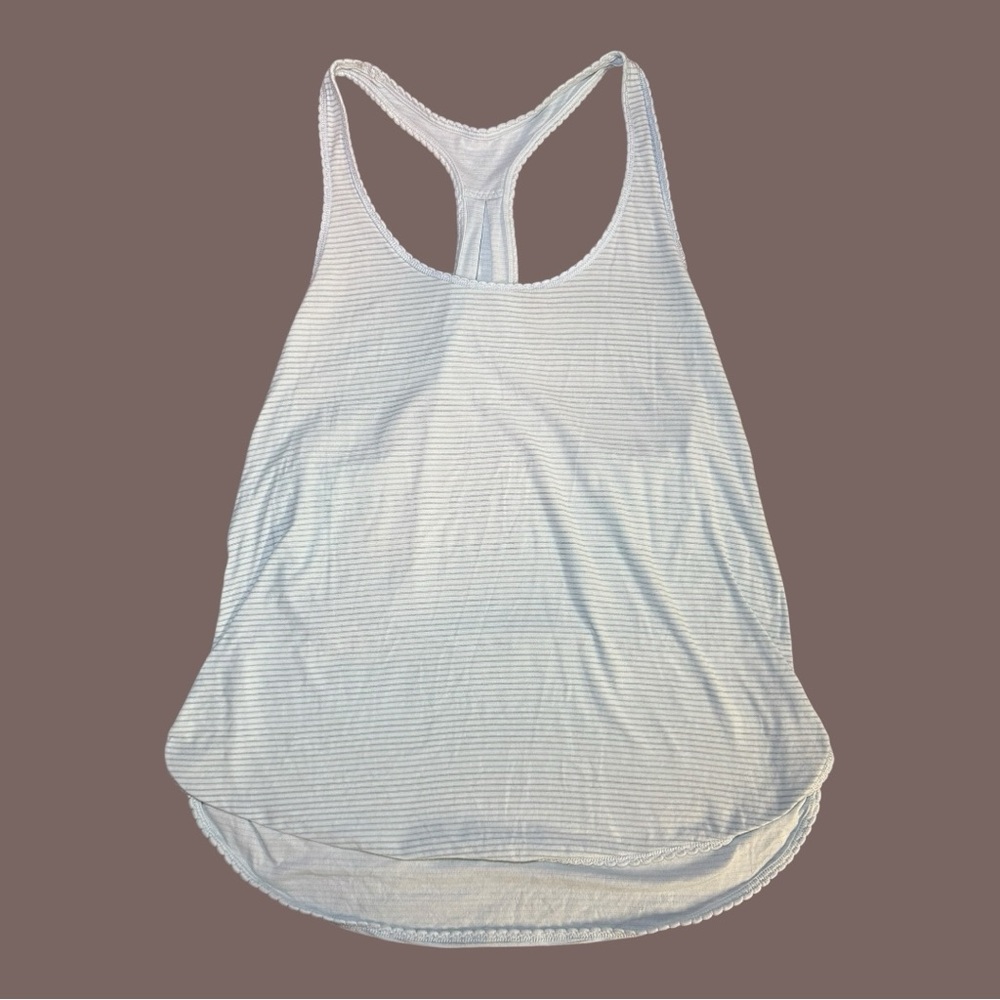 Lululemon striped light blue Racerback Tank Top Sz Nst
